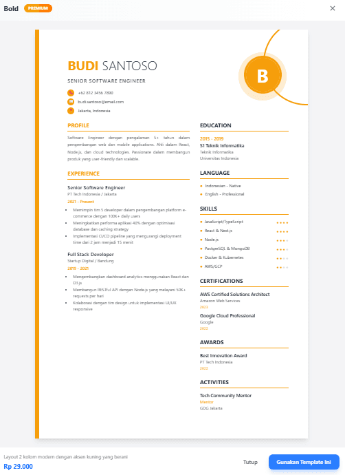 Bold template preview