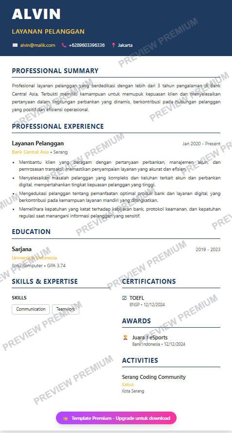 Executive template preview